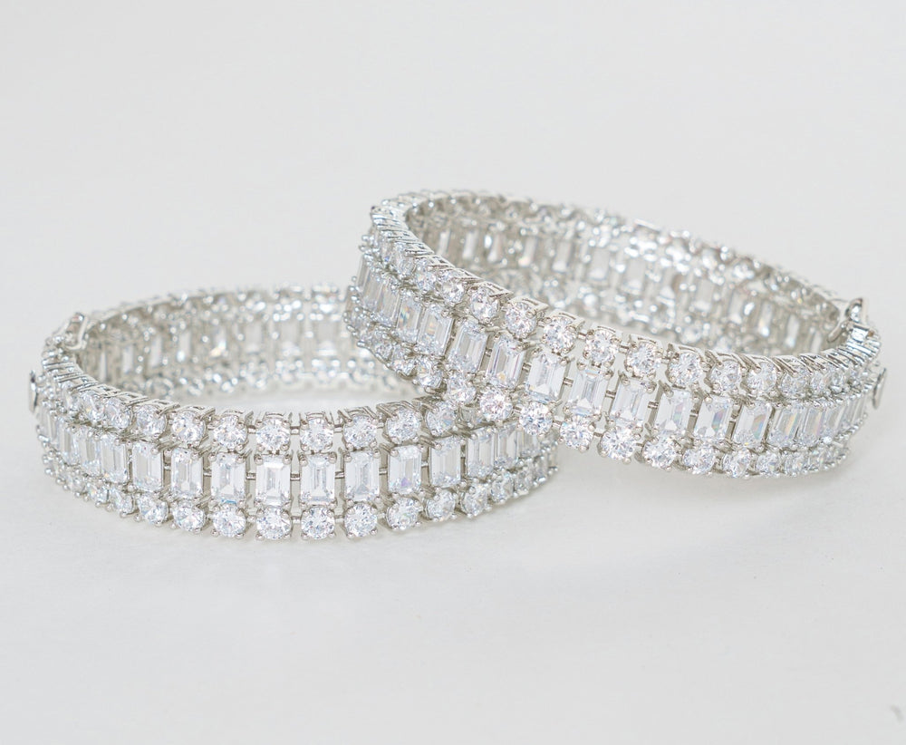 White Finish Diamond Bangles Zevar By Geeta - Fabilicious Fashion
