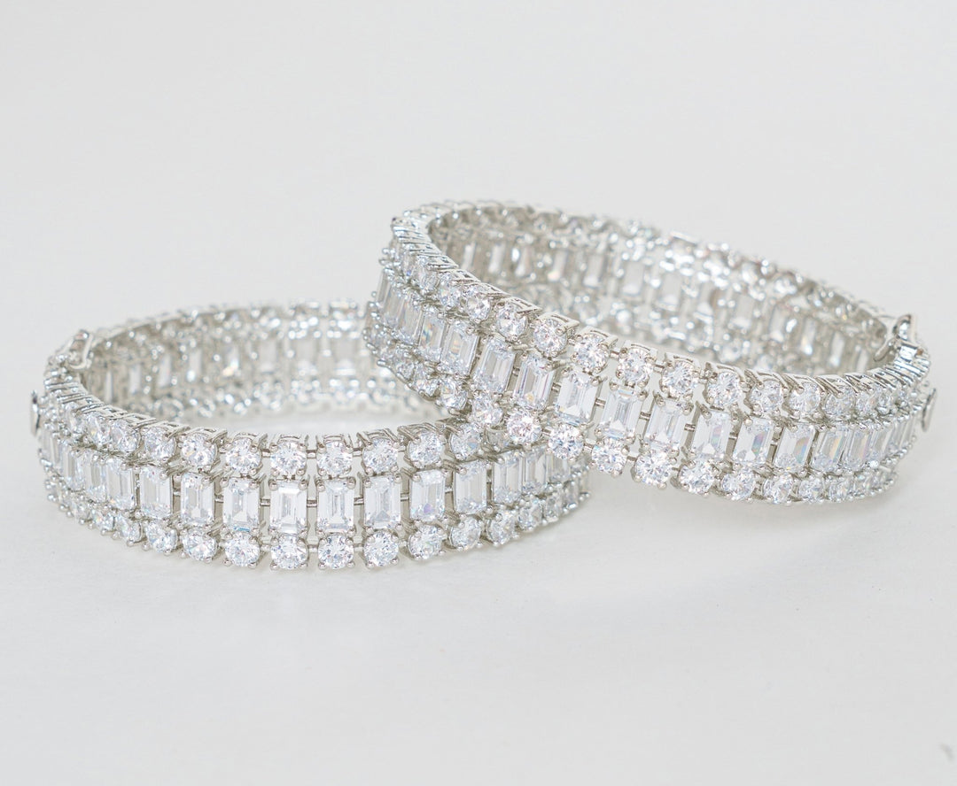 White Finish Diamond Bangles Zevar By Geeta - Fabilicious Fashion