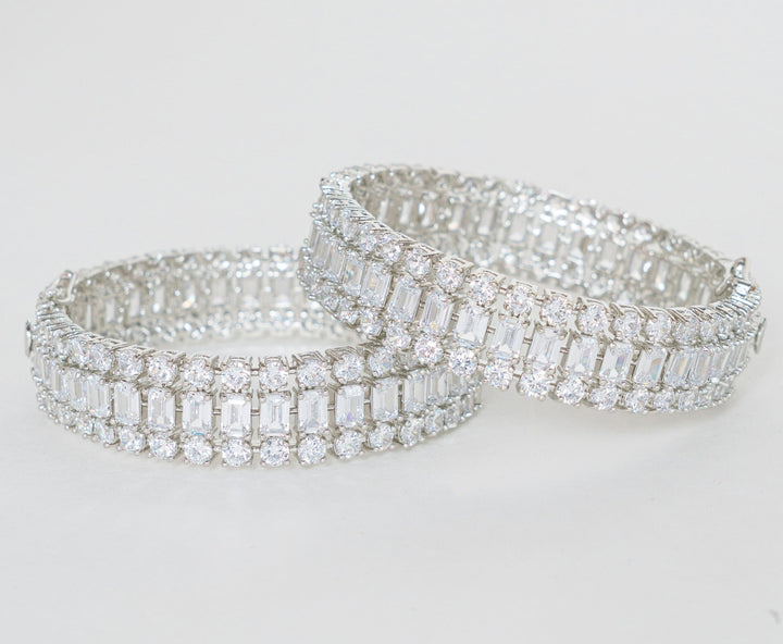 White Finish Diamond Bangles Zevar By Geeta - Fabilicious Fashion