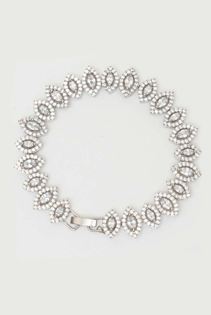 White Finish Diamond Bracelet Zevar By Geeta - Fabilicious Fashion