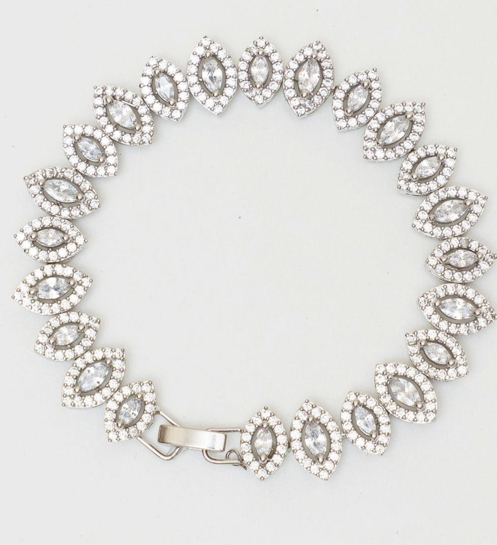White Finish Diamond Bracelet Zevar By Geeta - Fabilicious Fashion