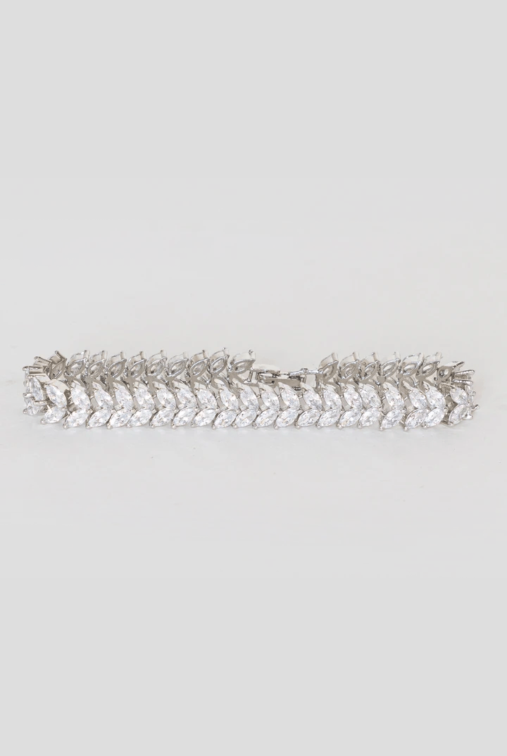 White Finish Diamond Bracelet Zevar By Geeta - Fabilicious Fashion