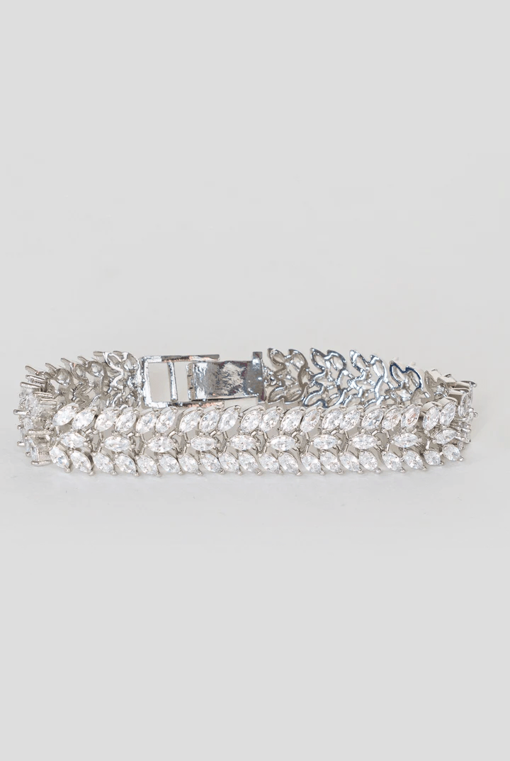 White Finish Diamond Bracelet Zevar By Geeta - Fabilicious Fashion