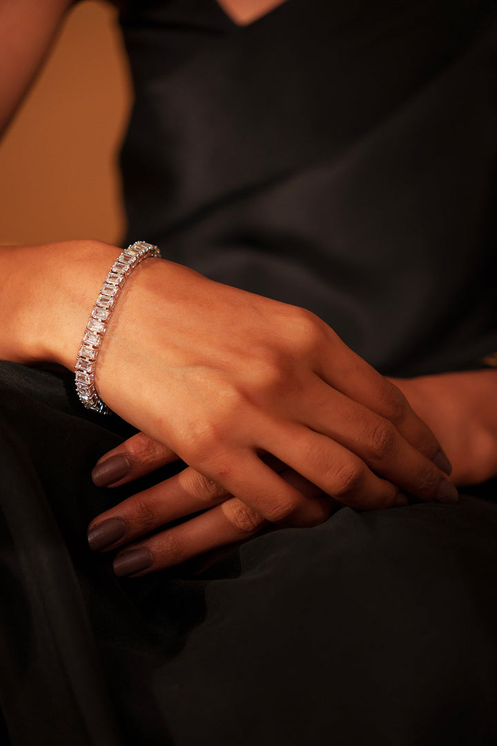 White Finish Diamond Bracelet Zevar by Geeta - Fabilicious Fashion