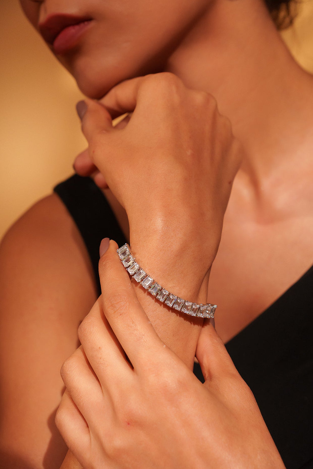 White Finish Diamond Bracelet Zevar by Geeta - Fabilicious Fashion