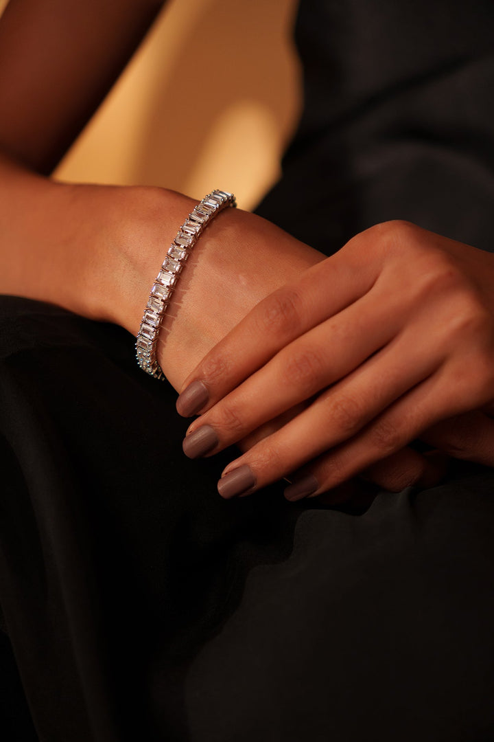 White Finish Diamond Bracelet Zevar by Geeta - Fabilicious Fashion