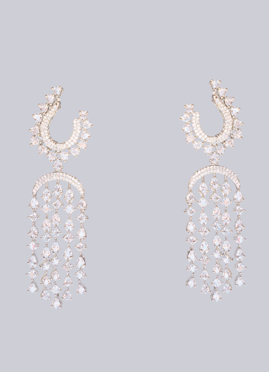 Zevar by Geeta White Finish Diamond Chandelier EarringsFabilicious Fashion