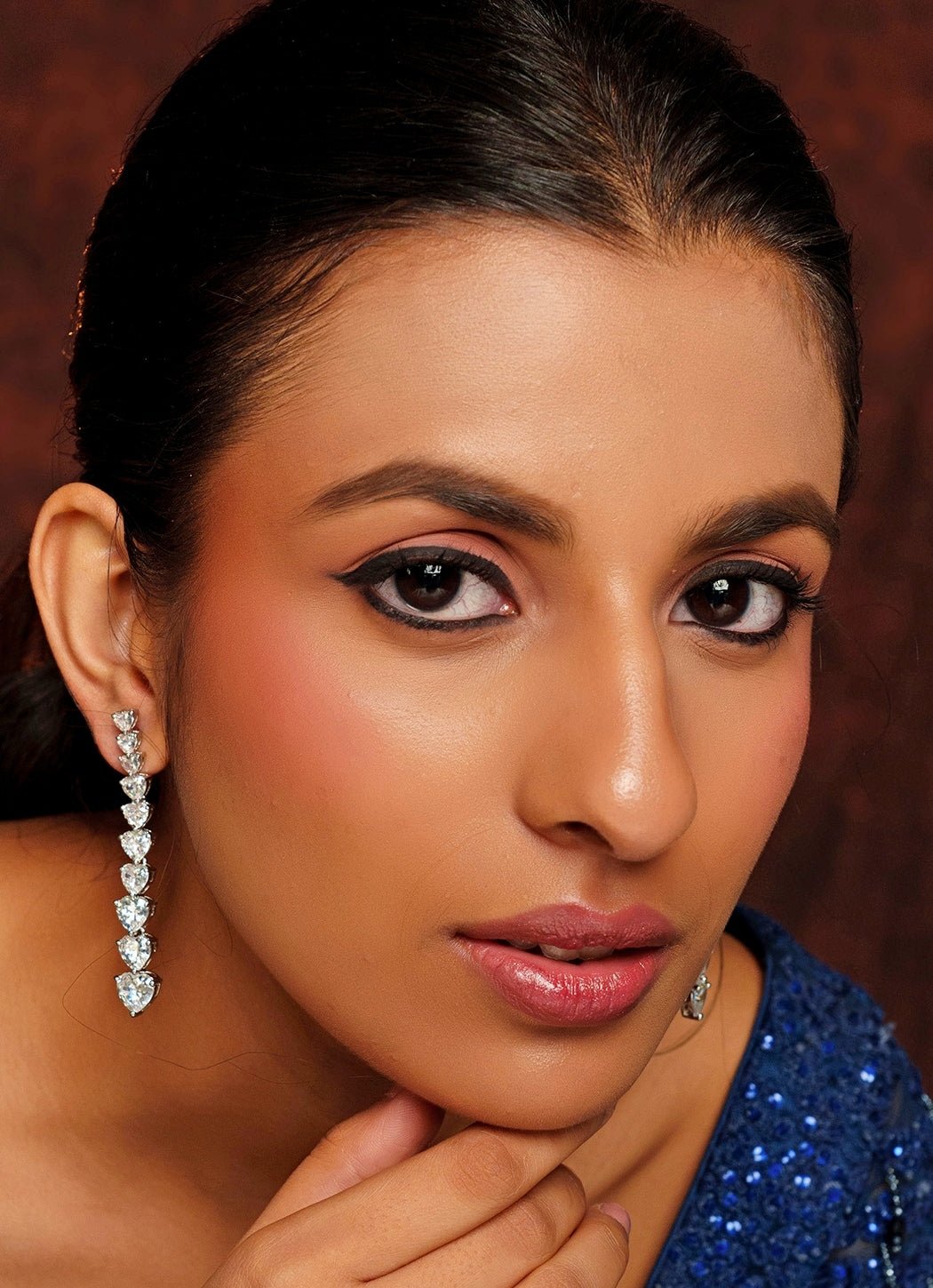 White Finish Diamond Dangler Earrings Zevar By Geeta - Fabilicious Fashion