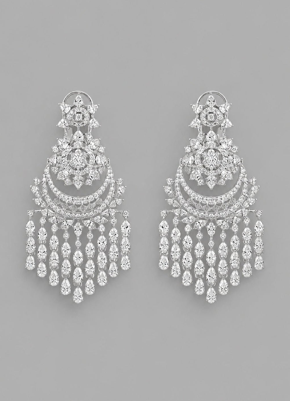Zevar by Geeta White Finish Diamond Dangler EarringsFabilicious Fashion