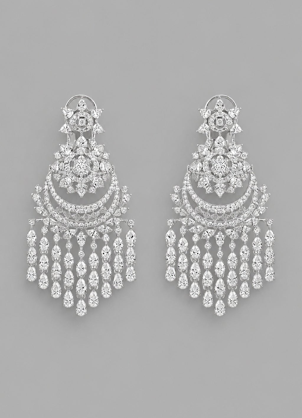 Zevar by Geeta White Finish Diamond Dangler EarringsFabilicious Fashion