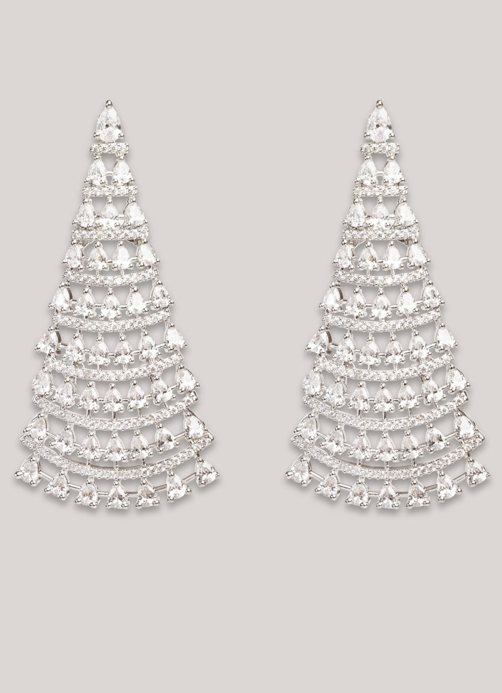 White Finish Diamond Dangler Earrings Zevar by Geeta - Fabilicious Fashion