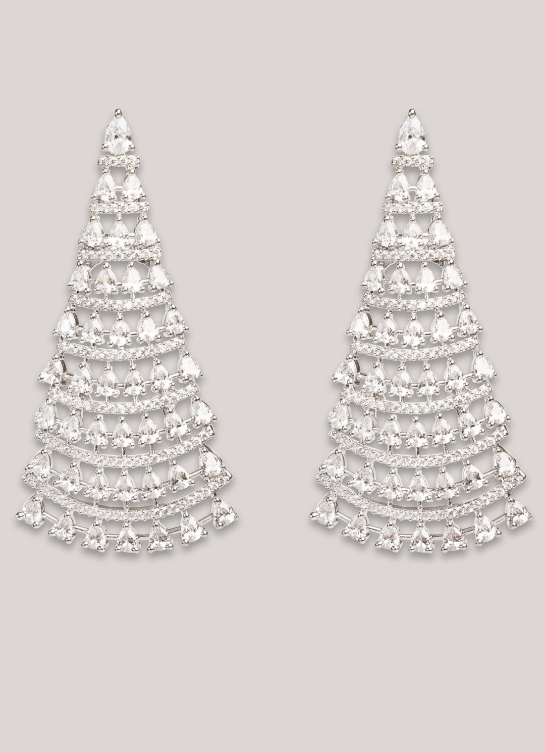 White Finish Diamond Dangler Earrings Zevar by Geeta - Fabilicious Fashion