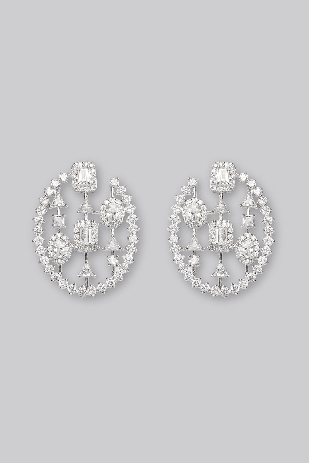 White Finish Diamond Dangler Earrings Zevar by Geeta - Fabilicious Fashion