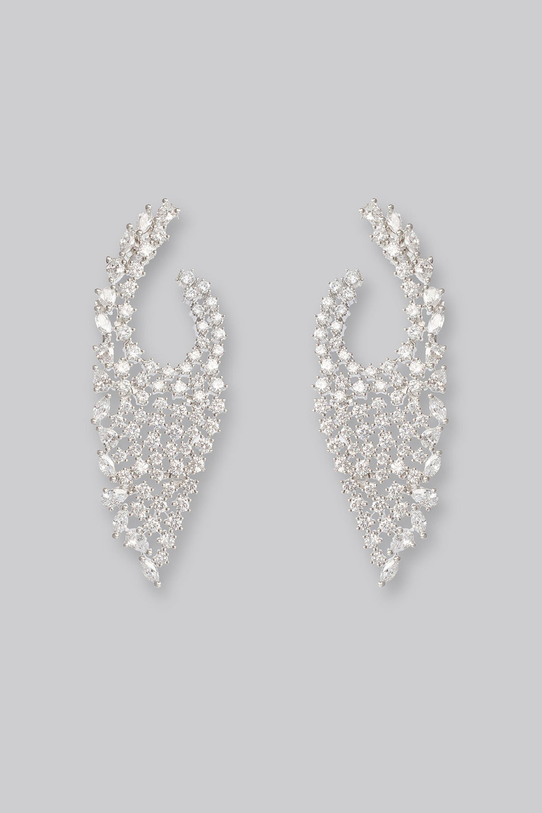 White Finish Diamond Dangler Earrings Zevar by Geeta - Fabilicious Fashion
