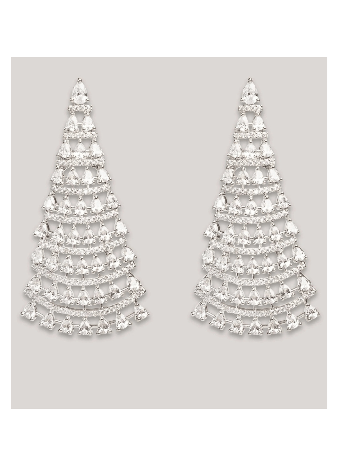 White Finish Diamond Dangler Earrings Zevar by Geeta - Fabilicious Fashion