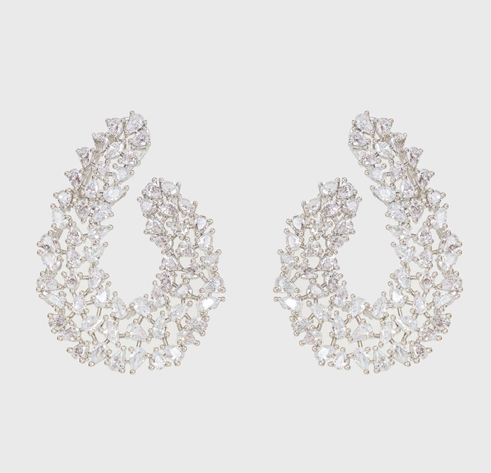 White Finish Diamond Earrings Zevar By Geeta - Fabilicious Fashion