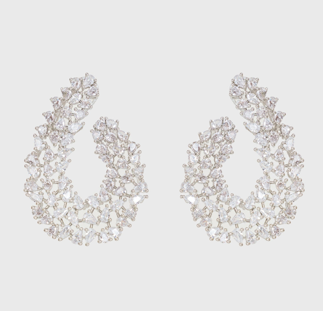 White Finish Diamond Earrings Zevar By Geeta - Fabilicious Fashion