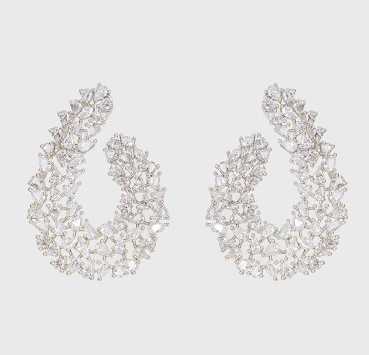White Finish Diamond Earrings Zevar By Geeta - Fabilicious Fashion