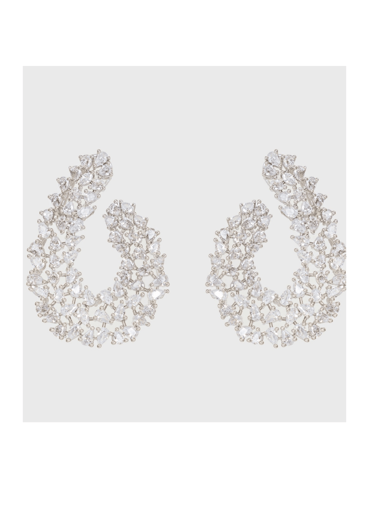 White Finish Diamond Earrings Zevar by Geeta - Fabilicious Fashion