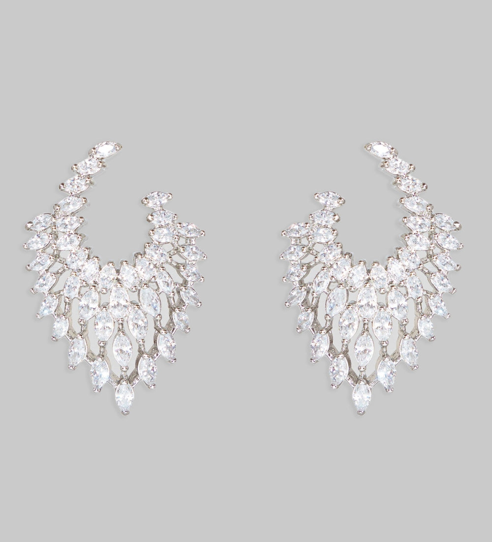 White Finish Diamond Earrings Zevar By Geeta - Fabilicious Fashion