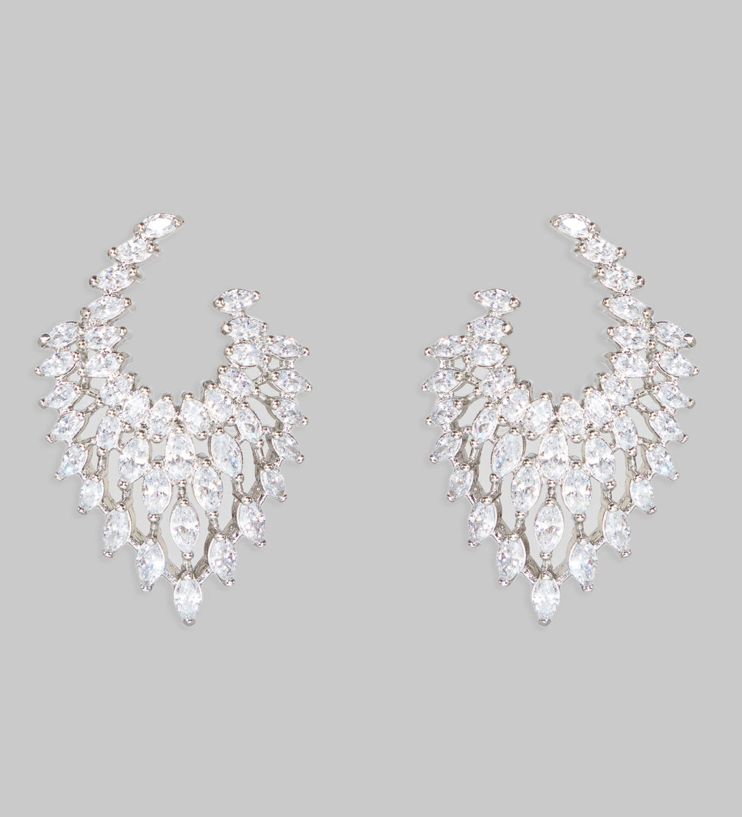 White Finish Diamond Earrings Zevar By Geeta - Fabilicious Fashion