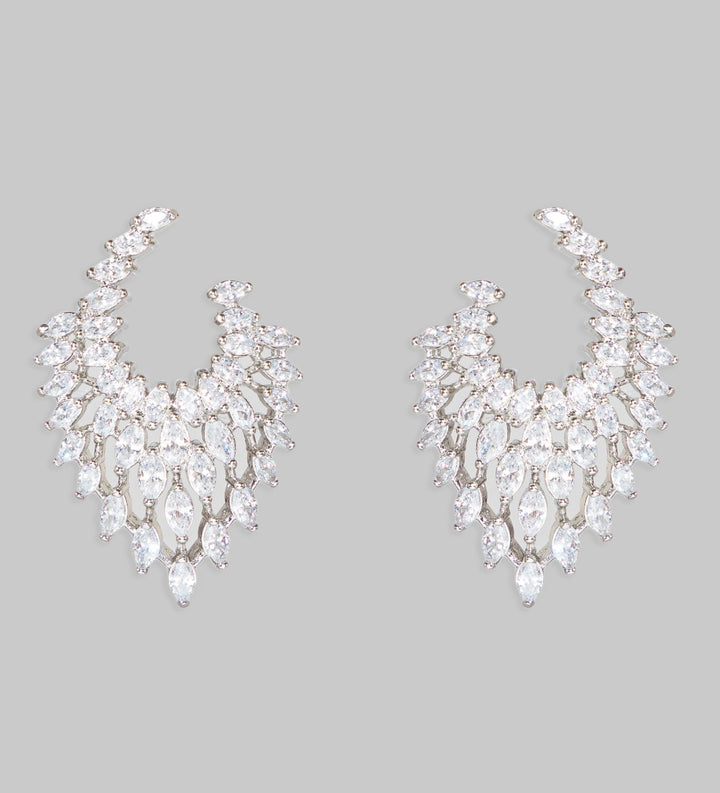 White Finish Diamond Earrings Zevar By Geeta - Fabilicious Fashion