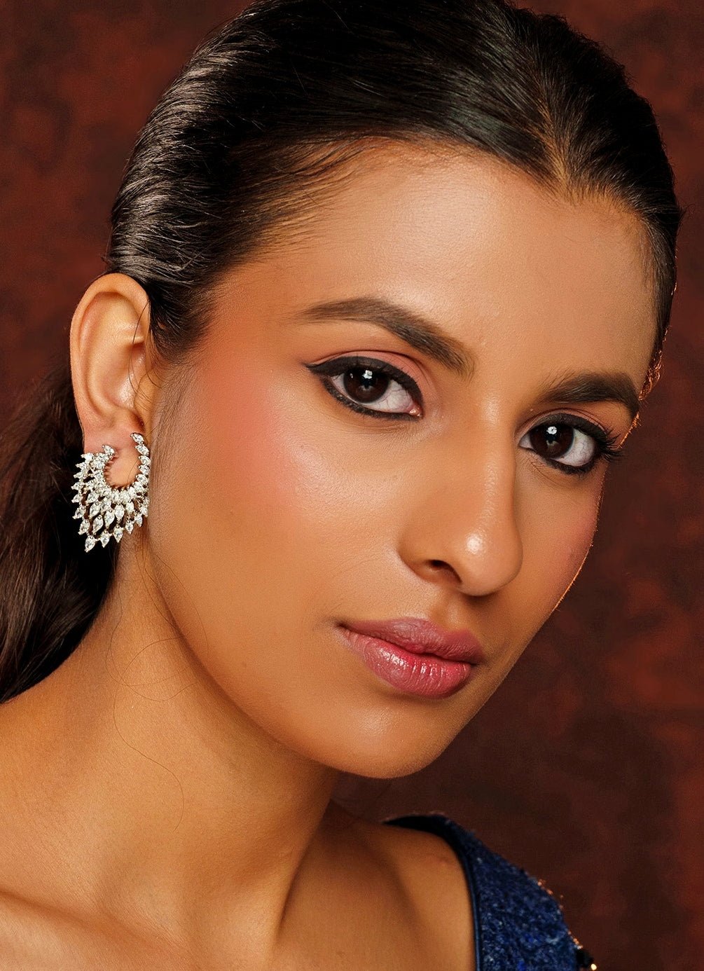 White Finish Diamond Earrings Zevar By Geeta - Fabilicious Fashion