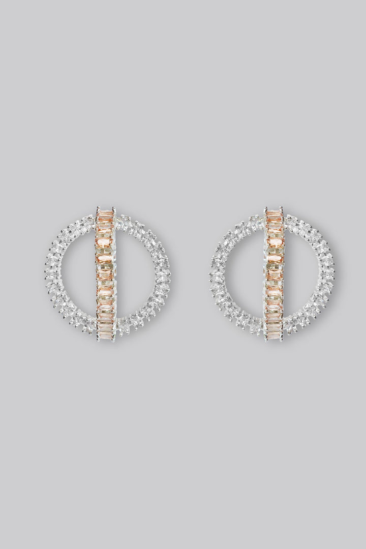 White Finish Diamond Hoop Earrings Zevar by Geeta - Fabilicious Fashion