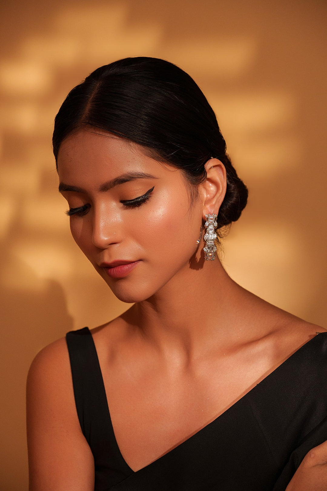 White Finish Diamond Hoops Zevar by Geeta - Fabilicious Fashion