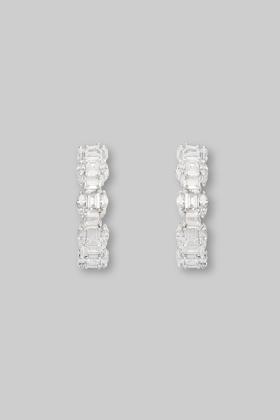White Finish Diamond Hoops Zevar by Geeta - Fabilicious Fashion