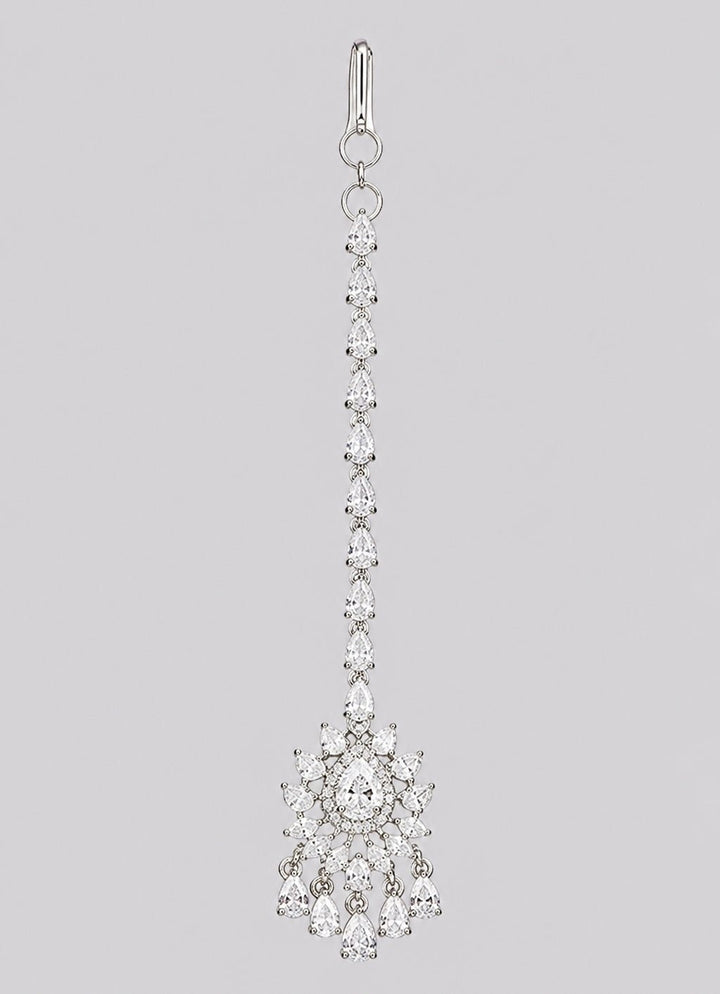 Zevar by Geeta White Finish Diamond MaangtikkaFabilicious Fashion