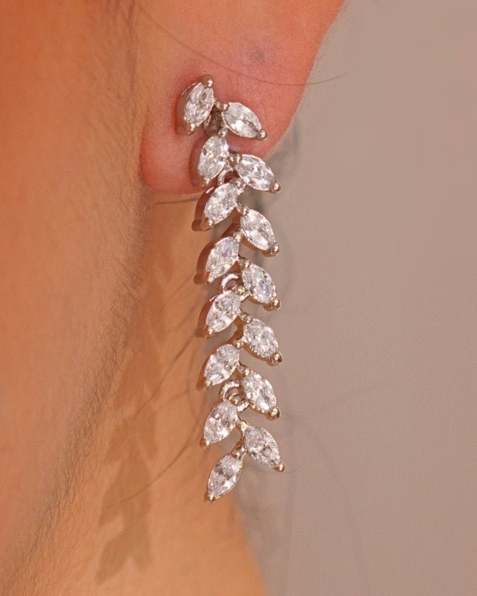 White Finish Diamond Pendant Necklace Set With Earrings Zevar by Geeta - Fabilicious Fashion