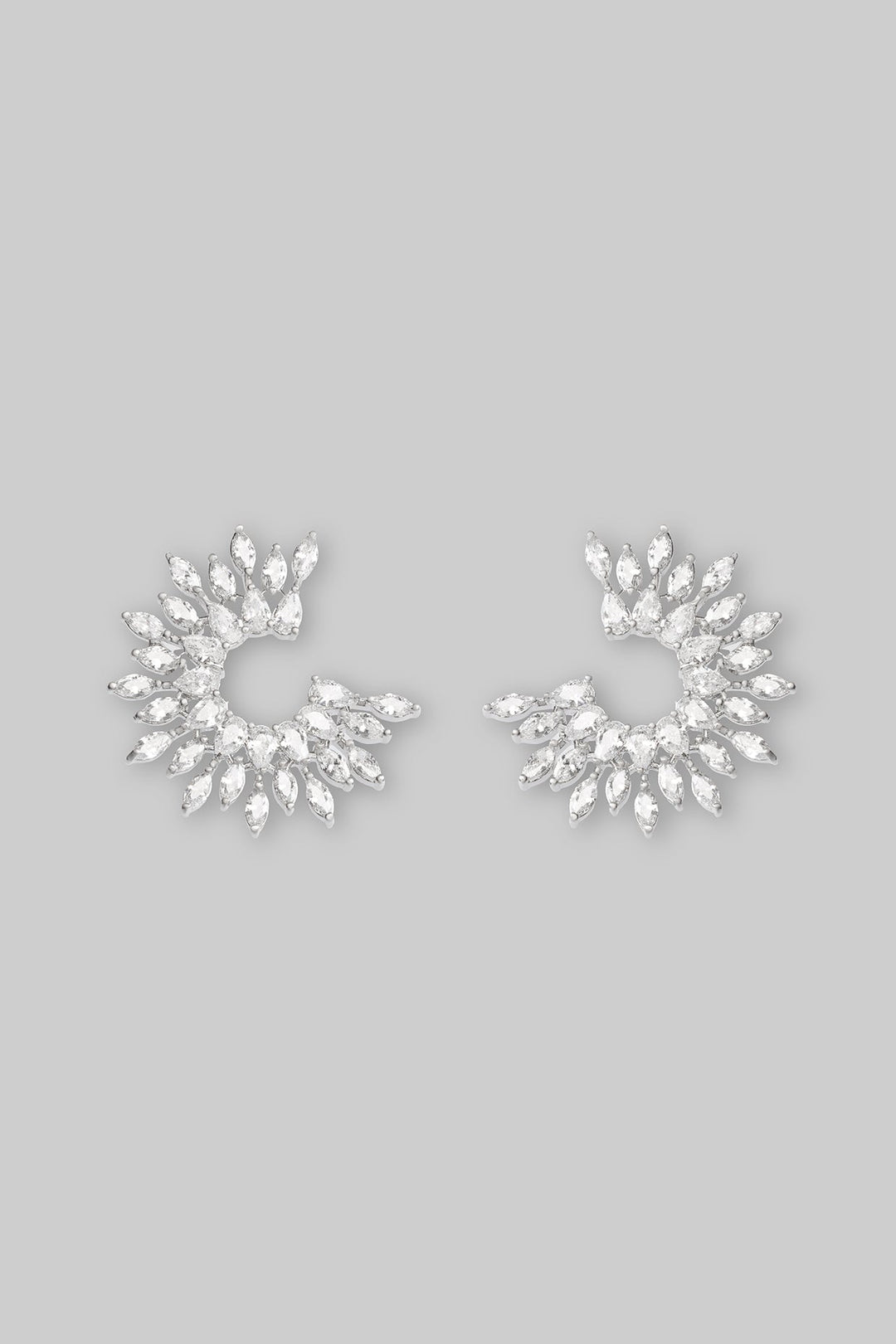 White Finish Diamond Small Stud Earrings Zevar by Geeta - Fabilicious Fashion