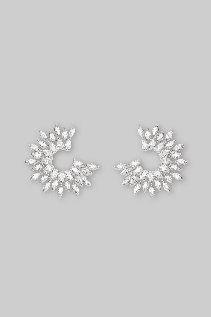 White Finish Diamond Small Stud Earrings Zevar by Geeta - Fabilicious Fashion