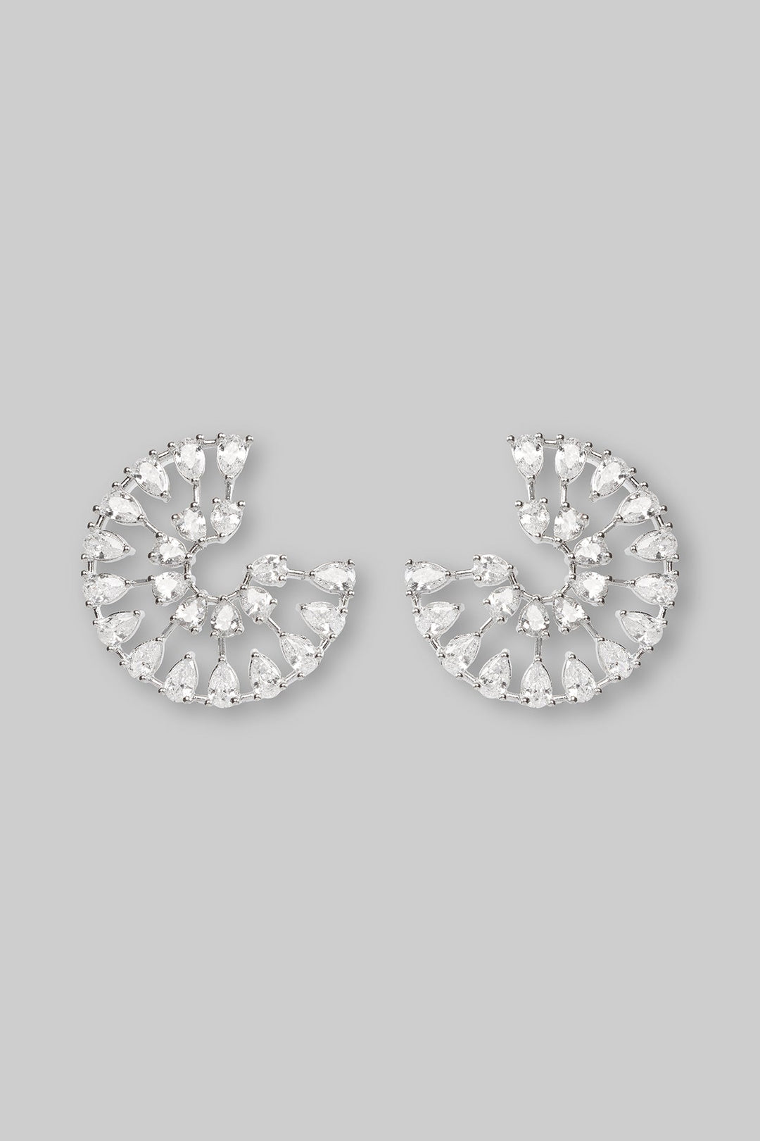 White Finish Diamond Small Studs Zevar by Geeta - Fabilicious Fashion