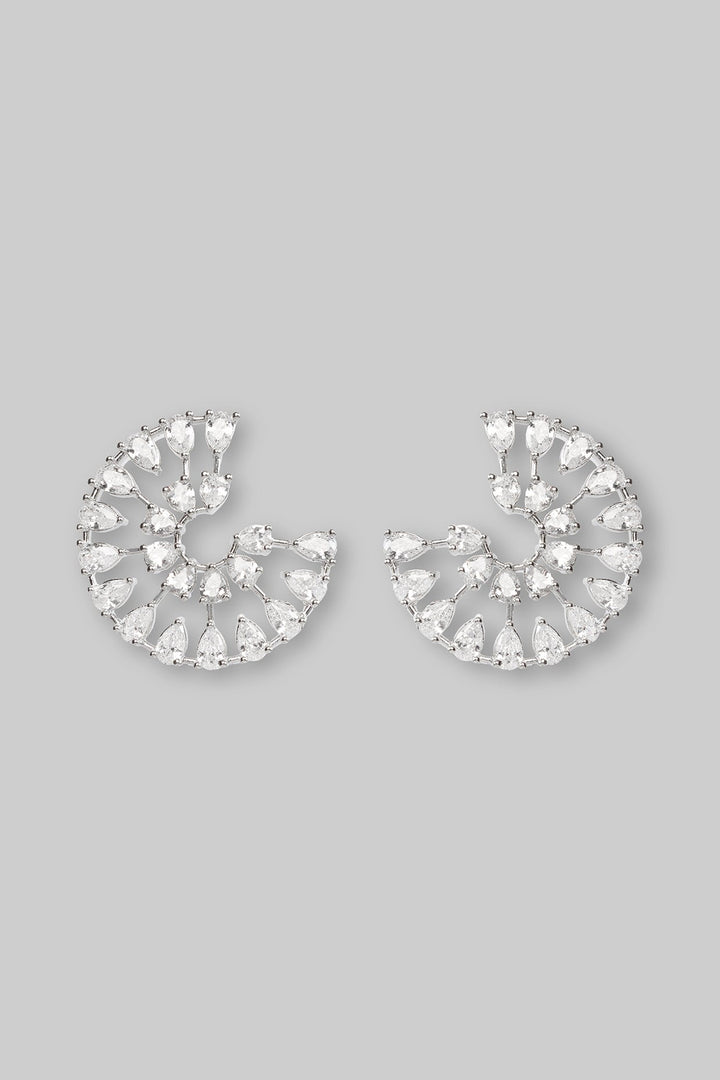 White Finish Diamond Small Studs Zevar by Geeta - Fabilicious Fashion