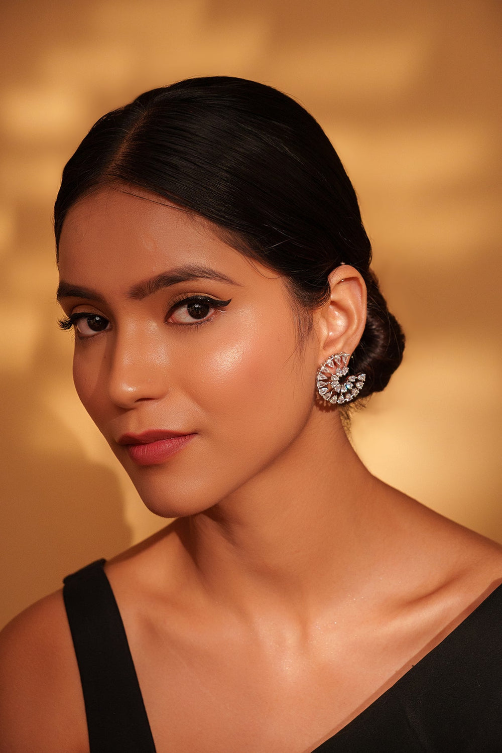 White Finish Diamond Small Studs Zevar by Geeta - Fabilicious Fashion