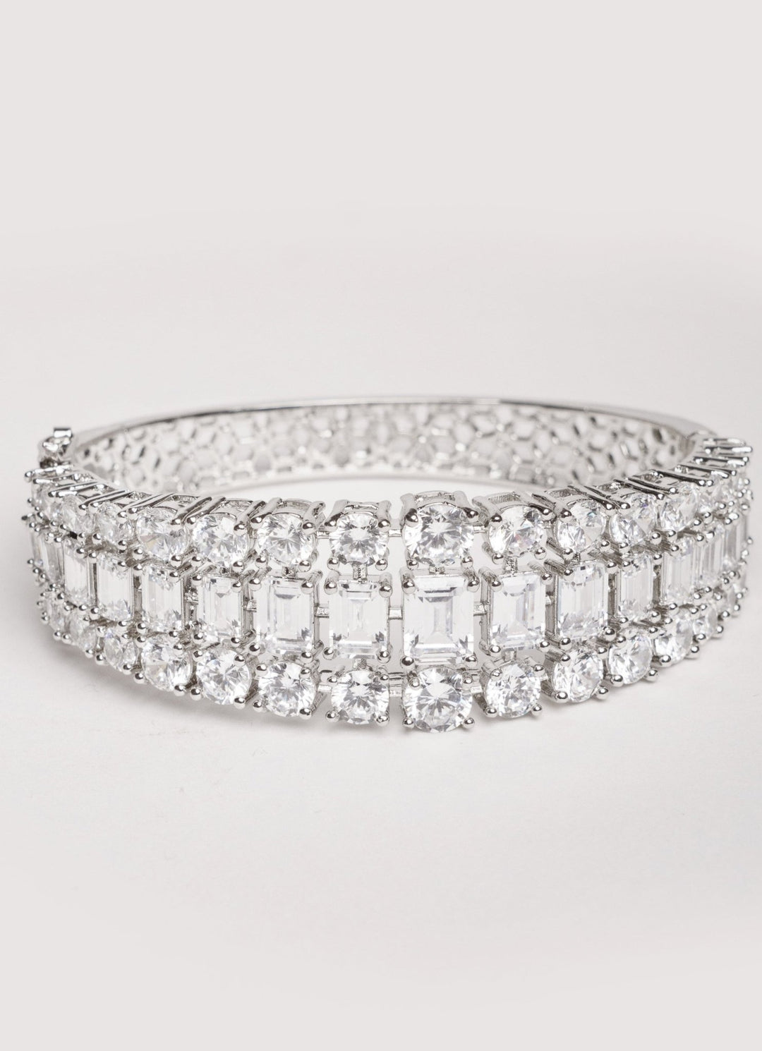 White Finish Diamond Stone Openable Kada Zevar by Geeta - Fabilicious Fashion
