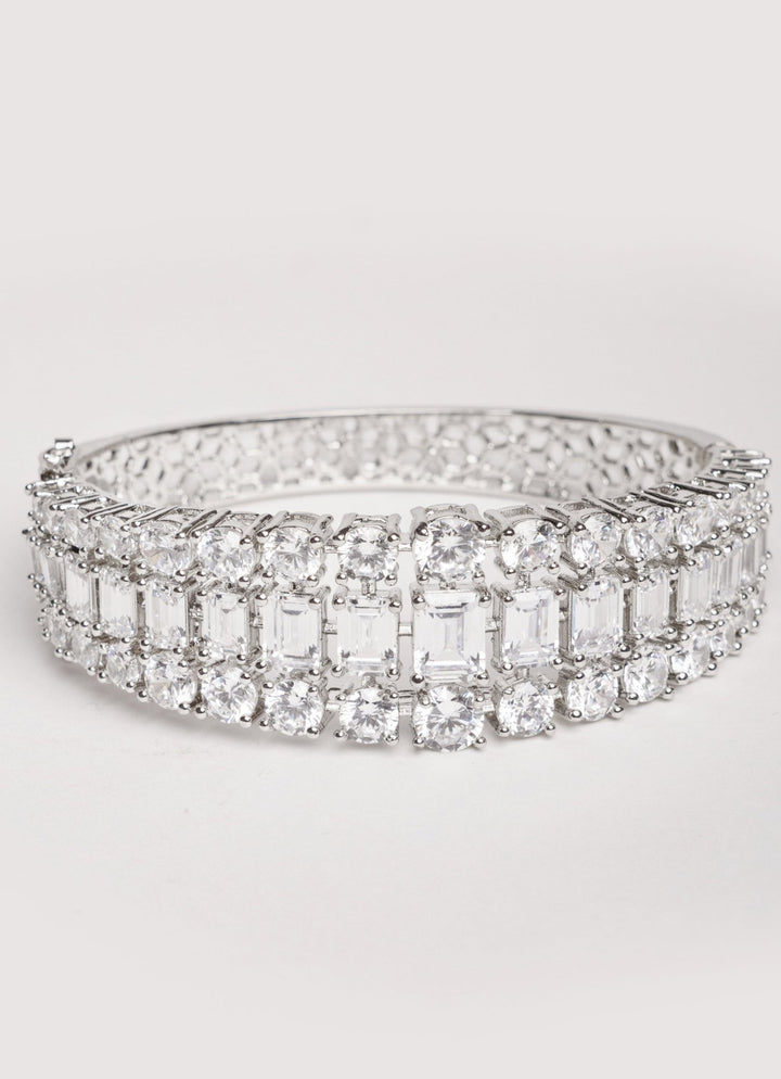 White Finish Diamond Stone Openable Kada Zevar by Geeta - Fabilicious Fashion