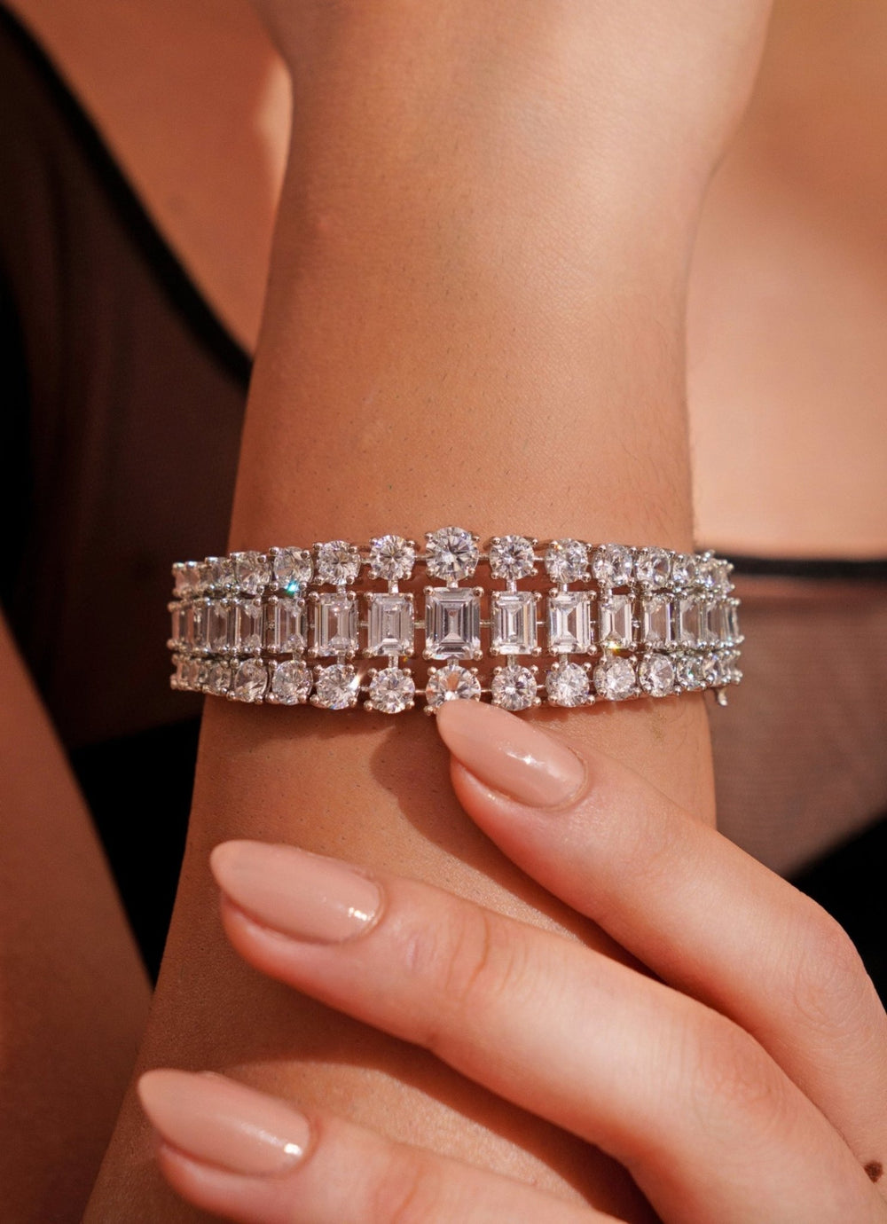 White Finish Diamond Stone Openable Kada Zevar by Geeta - Fabilicious Fashion