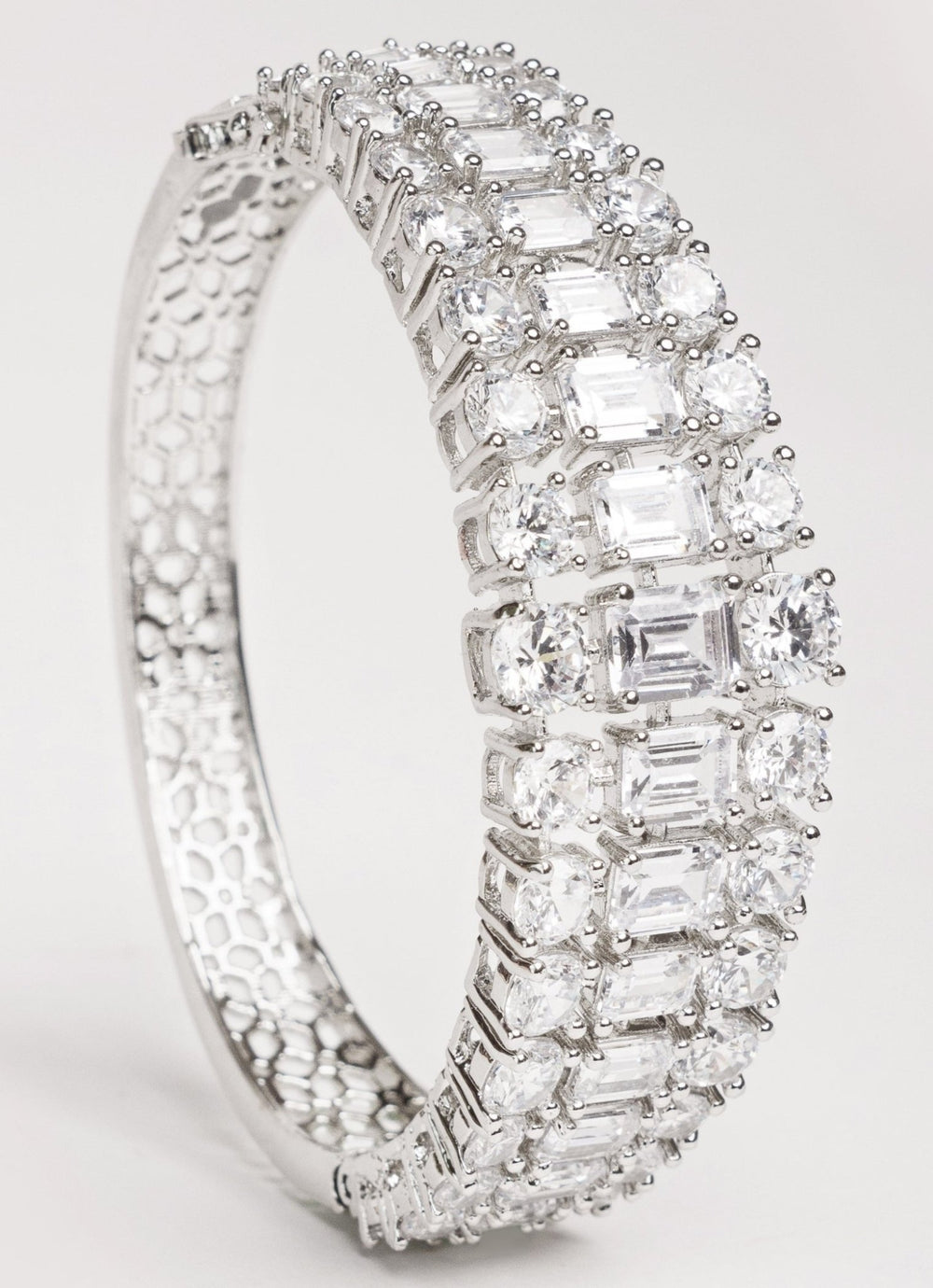 White Finish Diamond Stone Openable Kada Zevar by Geeta - Fabilicious Fashion