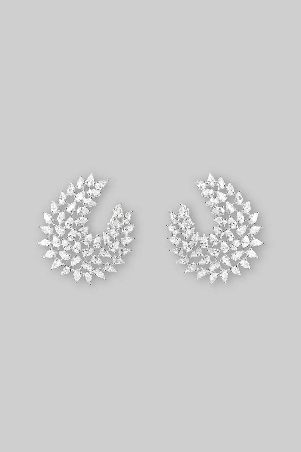 White Finish Diamond Stud Earrings Zevar by Geeta - Fabilicious Fashion