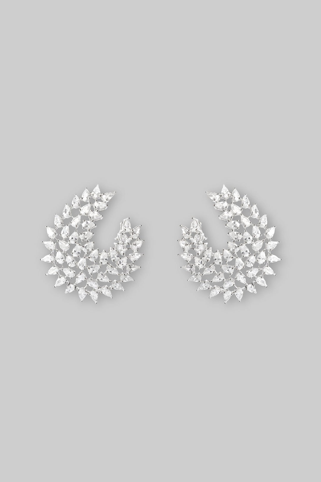White Finish Diamond Stud Earrings Zevar by Geeta - Fabilicious Fashion