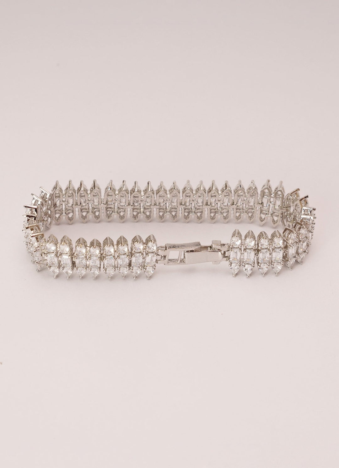 White Finish Diamond Studded Bracelet Zevar by Geeta - Fabilicious Fashion
