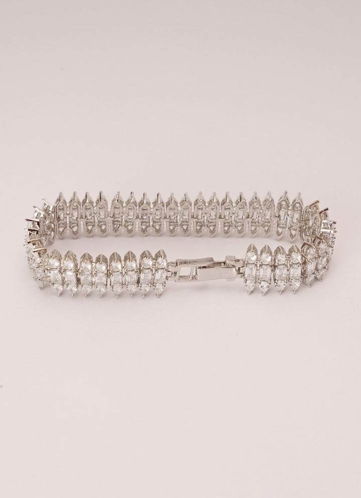 White Finish Diamond Studded Bracelet Zevar by Geeta - Fabilicious Fashion