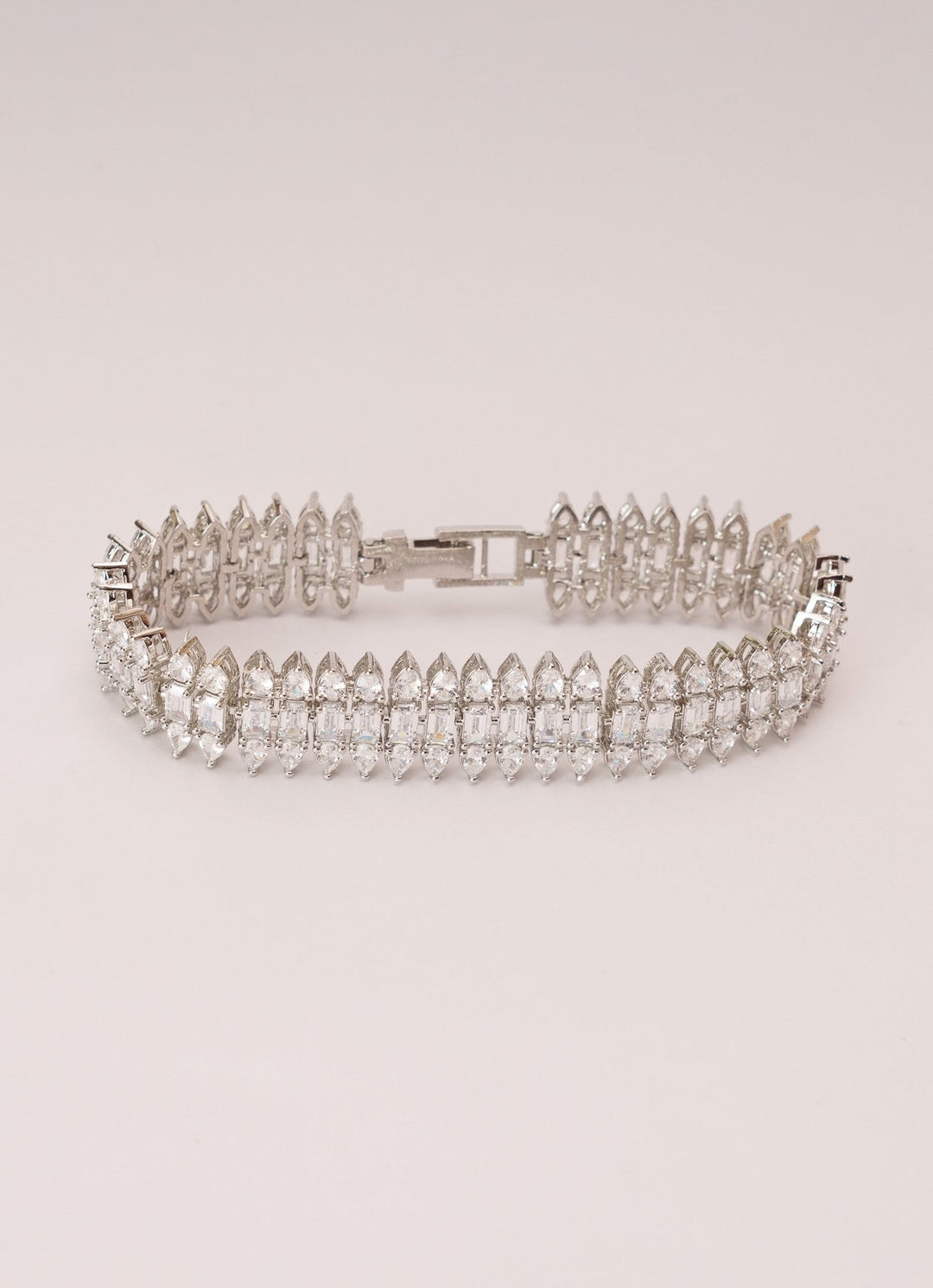 White Finish Diamond Studded Bracelet Zevar by Geeta - Fabilicious Fashion