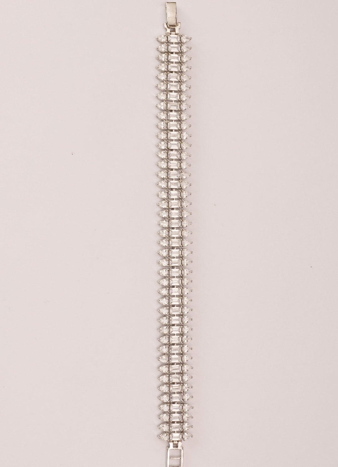 White Finish Diamond Studded Bracelet Zevar by Geeta - Fabilicious Fashion