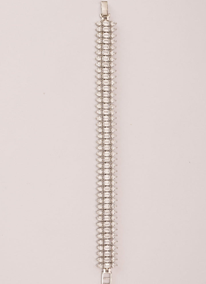 White Finish Diamond Studded Bracelet Zevar by Geeta - Fabilicious Fashion