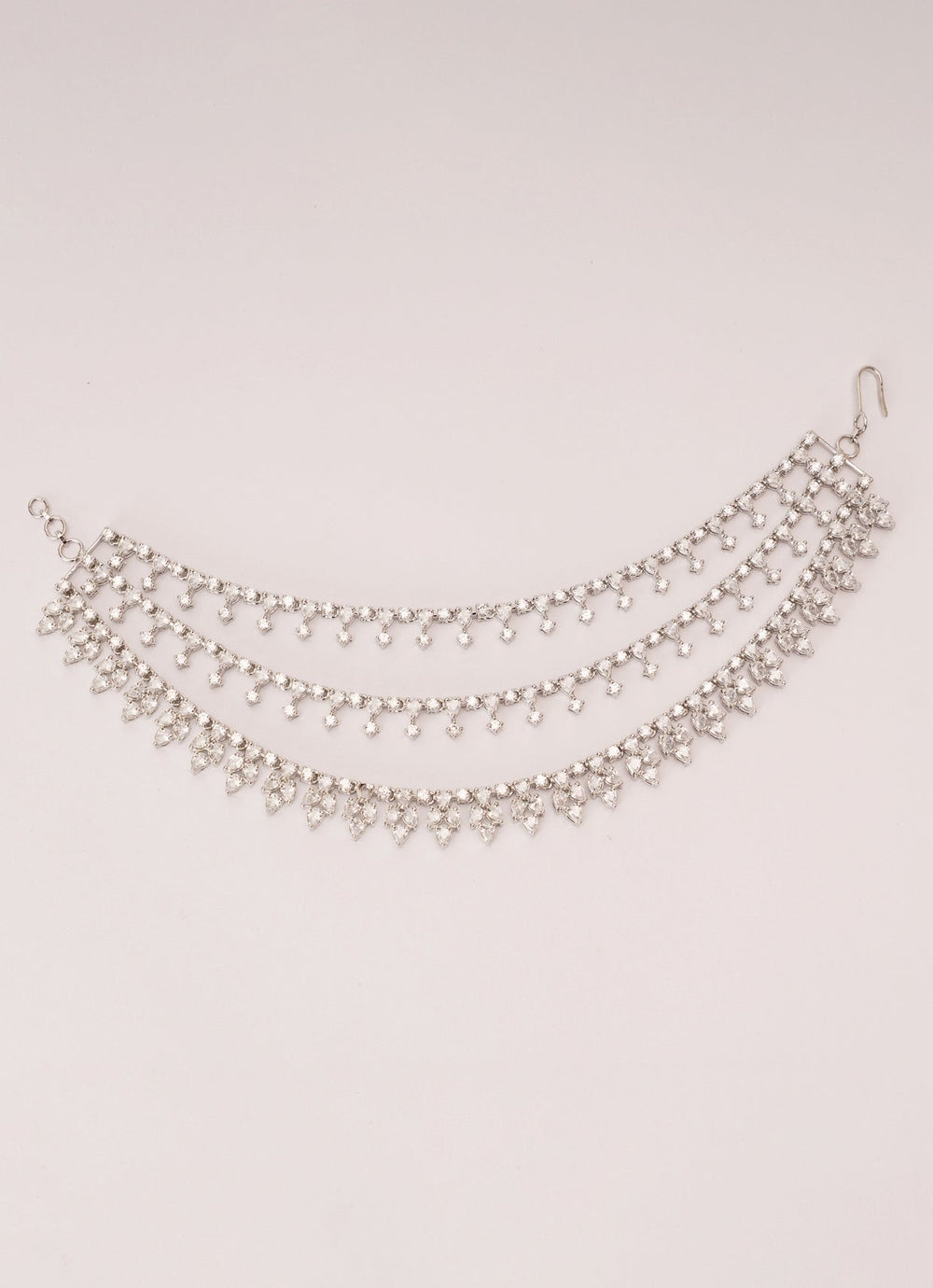 White Finish Diamond - Studded Earchains Zevar by Geeta - Fabilicious Fashion