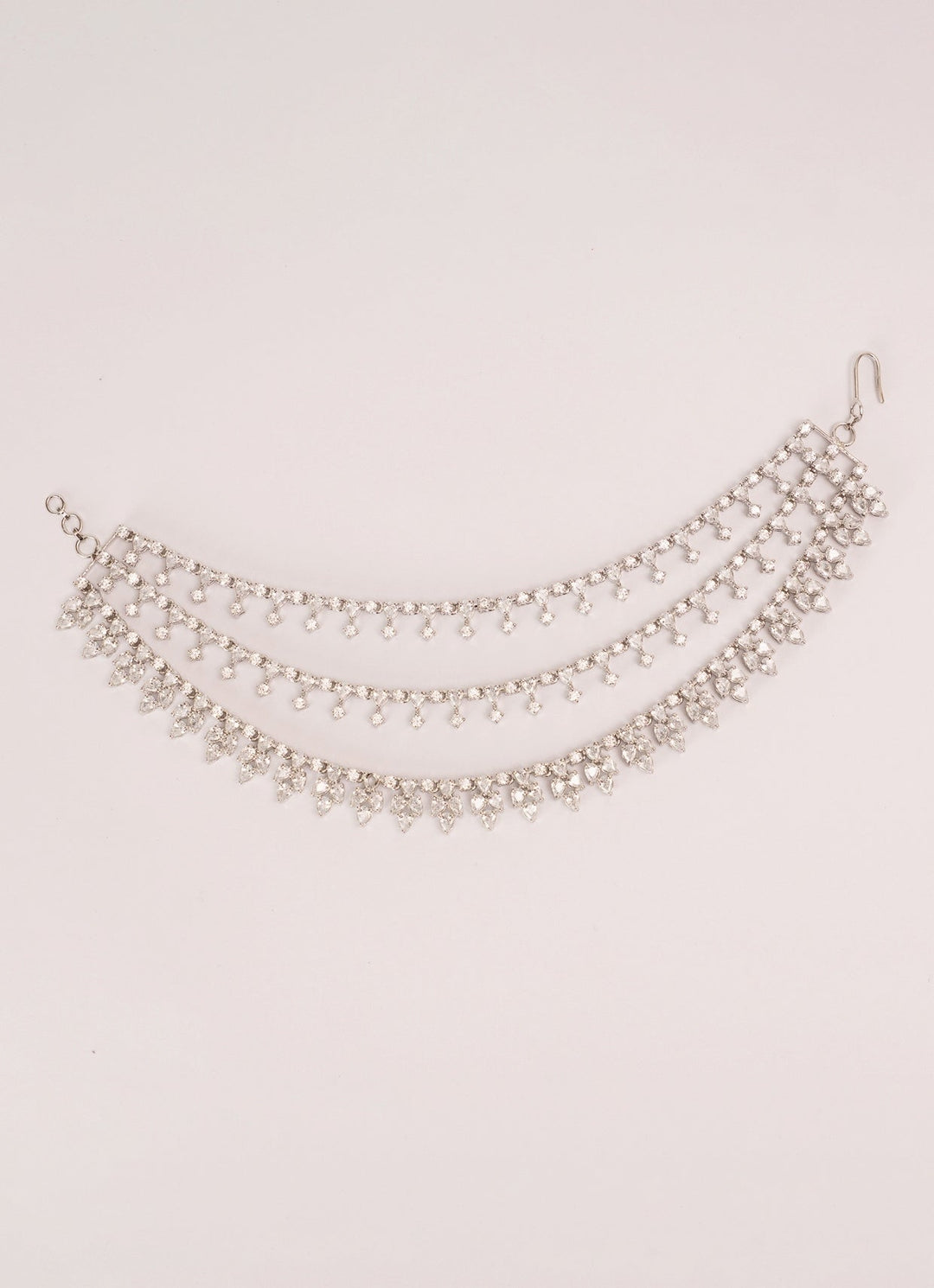 White Finish Diamond - Studded Earchains Zevar by Geeta - Fabilicious Fashion